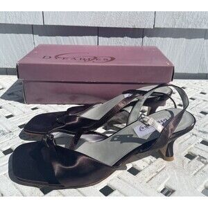 Dyeables Lovely Evening Heels Chocolate Brown Kitten Ankle Strap Womens Size 8.5